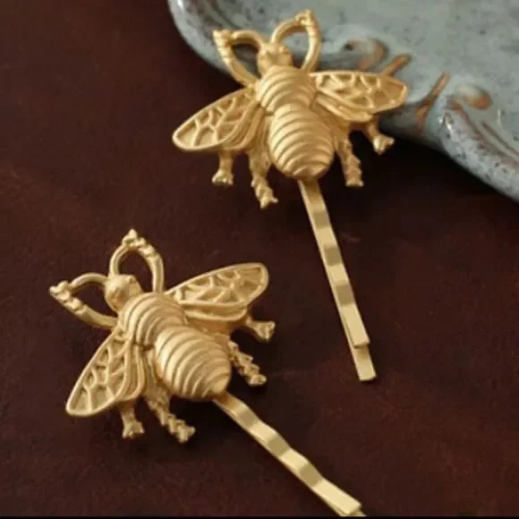 Free People Beehive Matt Gold Hair 2 Barrettes - Picture 4 of 10